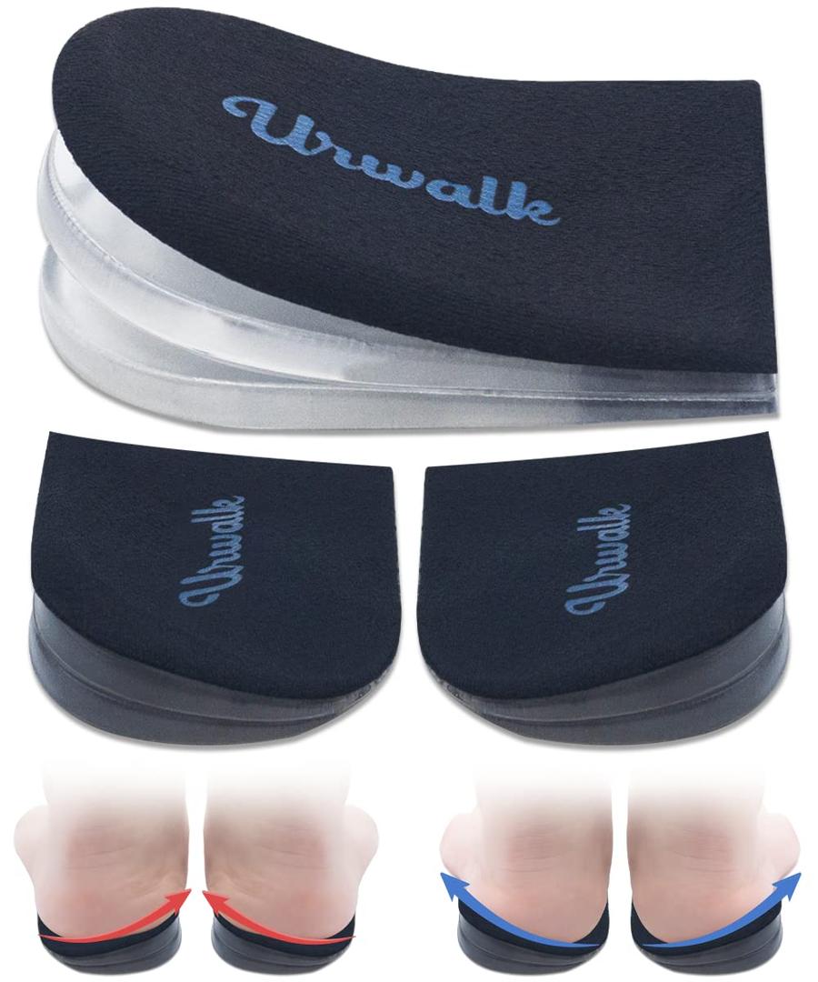 Urwalk 3 Layers Adjustable Supination & Over - Pronation Adhesive Corrective Gel Shoe Inserts Medial& Lateral Heel Wedge Lifts