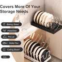 Pots and Pans Organizer Under Cabinet 2 Pack, Pull-Out Cabinet Organizer for Pot Lids, Bakeware, Dishes, 8 Adjustable Dividers (Black