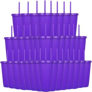 Suertestarry 36 Pack Halloween Tumbler with Lid and Straw, Water Bottle Iced Coffee Travel Mug Cup Reusable Plastic Cups Perfect for smoothies, coffee, juice, milk, 24oz