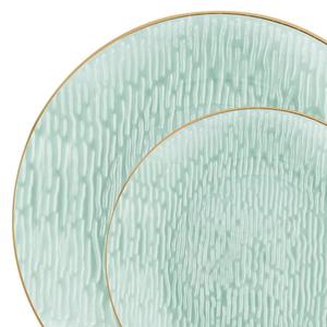 Icicles Plates Green Gold Rim Combo 7"+10" Case of 96 (4 packs x 24)