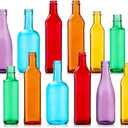 Zhehao 12 Pcs Colored Glass Bottles Colorful Empty Wine Bottles Decorative Glass Bottle for Bottle Tree Garden Yard Outdoor Home Decor(Light Rainbow Color,Square)