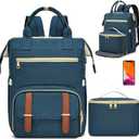 Lunch Backpack, 15.6 Inch Laptop Backpack with USB Port, Stylish Nurse, Teacher and Work Bag with Insulated Cooler Lunch Box for Women, Blue