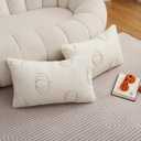 2 x Tosleo Halloween Throw Pillow Covers 12x20 inch Set of 2 White Sequin Embroidery Pumpkins Pillow Cases Thanksgiving Home Party Pumpkin Fall Decor Plush Pillowcases Cushion Covers