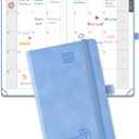 POPRUN Monthly Planner 2026-2027 (Small Size-4''x 6.25'') - 2 Year Pocket Calendar Book for Purse (Jan. 2026-Dec. 2027), Soft Leather Hardcover, 100 GSM Paper - Cerulean Blue