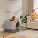 Feandrea Cat Litter Box with Lid, XL Enclosed Litter Box with Slide-Out Tray, Scoop, Brush, Anti-Tracking, for Cats of Different Sizes, Oatmeal and Warm Gray UPPT002G01