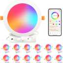 MELPO Smart Recessed Lighting 6 Inch Compatible with Alexa & Siri，1500LM RGBWW Recessed Ceiling Light 2700K-6000K，16 Million Colors，Music Sync， DIY Scenes，16W LED Downlight with Junction Box，12 Pack