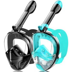 Full Face Snorkel Mask for Adults Teen, Snorkeling Gear with Detachable Camera Mount,Panoramic 180° View, Anti-Fog Anti-Leak Snorkling Set for Man and Women