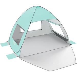 TOBTOS UPF 50+ Pop Up Beach Tent, Easy Set Up Beach Umbrella, Sun Shelter for 2-3 People UV Protection Portable Sunshade, Baby Canopy Cabana, Lightweight with Carry Bag, 63"L x 49.6"W x 50"H