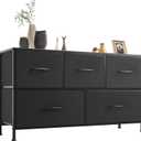 OLIXIS Dresser for Bedroom with 5 Drawers, Wide Chest of Drawers, Fabric Bedroom Dresser with Drawer Organizers, Storage Organizer Unit with Fabric Bins for Closet, Living Room, Hallway (Pure Black)