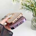 Caseative for iPhone 16 Pro Max Case,Glitter Bling Diamond Mirror with Stand Holder Magnetic Compatible with MagSafe Wireless Charging (Black,16 Pro Max)