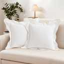 HAUSSY Scalloped Pillow Covers 20x20 Set of 2,Decorative Throw Pillows Cute Aesthetic Preppy Cushion Covers for Couch Bed Living Room,White