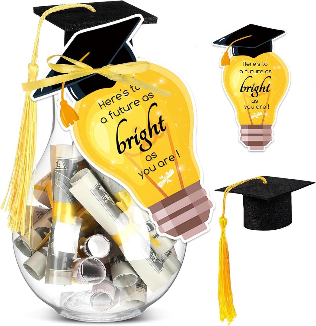 2 x Graduation Money Gift Box - Graduate Cap Mason Jar Filled with Case for Class of 2026 Party Favor for Him Her Women Men College High School