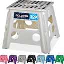 Handy Laundry Folding Lightweight Step Stool - Sturdy Enough to Support Adults and Safe Enough for Kids - Opens Easy with One Flip - Great for Kitchen, Bathroom or Bedroom (White - 13 inch)