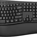 Ergonomic Wireless Keyboard Mouse Combo, EDJO Bluetooth/2.4G Dual-Mode Connection, Soft Foam Wrist Rest, Silent Typing, Waves Key Design and 3-Level DPI Adjustable Wireless Mouse for Windows, Mac OS (black)