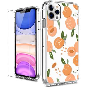 LUHOURI Designed for iPhone 11 Pro Case with Screen Protector - Crystal Acrylic Clear for Women and Girls - Slim Fit Protective Phone Cover 5.8" - Nice Peaches