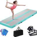 Air Mat Tumble Track 4 inches Thickness Inflatable Gymnastics Mat for Home Use/Training/Cheerleading/Yoga  with Electric Air Pump (green) 20' x 3.3' x 4" (L x W x H)