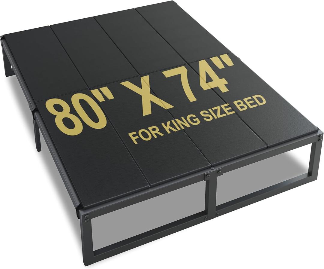 Bunkie Board King Under Mattress High-Density Polymer Mattress Support Board King Anti-Sag, Breathable, Moisture Resistant, Noise Minimizing (Black)