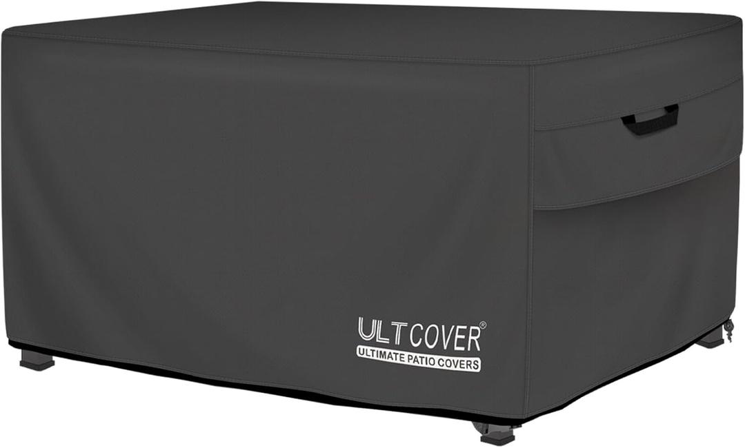 ULTCOVER Rectangular Gas Fire Pit Table Cover 44x32 inch Waterproof Heavy Duty Firepit Cover, Black