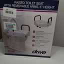Drive Medical 2-in-1 Raised Toilet Seat with Removable Padded Arms - Elevated Bathroom Safety Support - Secure Locking Attachment - Easy Height Assistance - Durable Construction, Standard Toilets