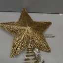 Joiedomi 9.5" Golden Christmas Star Tree Topper Radial Design, Metal Treetop Decorations with 20 LED Warm White, USB Powered Remote Control for Home Holiday Xmas Party Indoor Decor