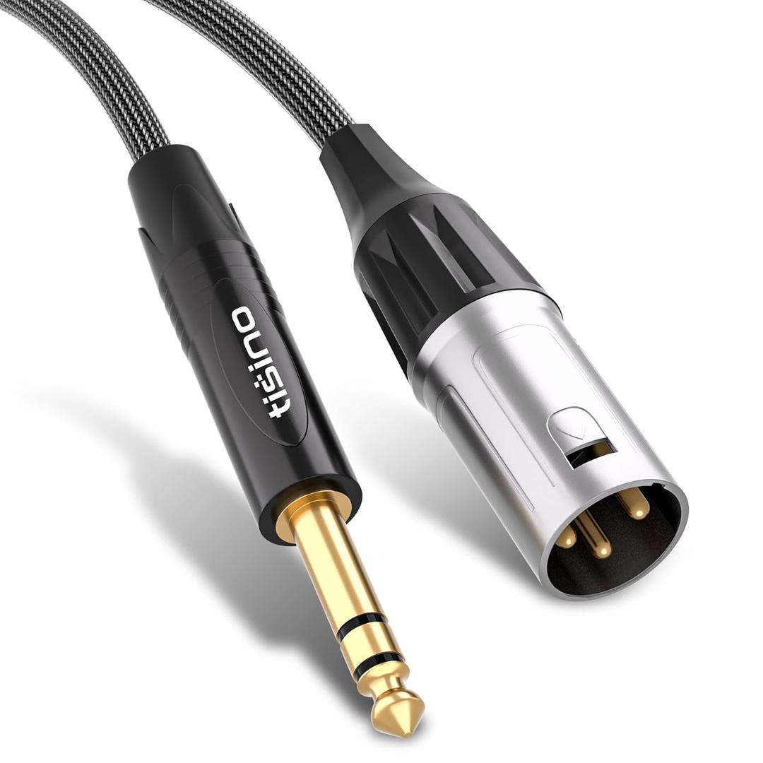 Tisino 1/4" to XLR Cable, 6.35mm TRS to XLR Male Nylon Braid Quarter inch TRS to XLR Male Balanced Interconnect Microphone Cord Patch Cable - 10ft