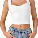 LYANER Women's Summer Crop Tops Square Neck Sleeveless Tank Top Sexy Cami Shirts White X-Large (White)