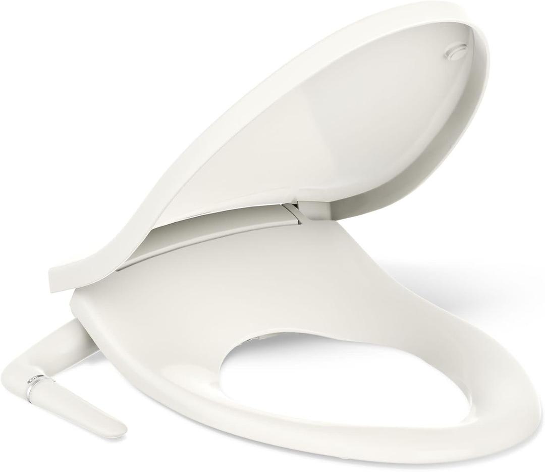 Kohler PureWash M250 Manual Elongated Bidet Toilet Seat, Biscuit, Quiet-Close Lid Prevents Slamming, Cool Water, Easy Installation with Quick-Release Hinges, Adjustable Spray Position & Pressure