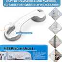 Shower Handle 1 Pack Grab Bars for Bathtubs & Showers, 12 inch Grab Bars for Bathroom with Strong Hold Suction Cup, Balance Bar Safety Hand Rail for Injury, Senior, Elderly Grey