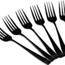 Yuright Stainless Steel Black Dessert Fork, Small Salad Forks Set of 12