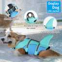 Doglay Dog Life Vest, Ripstop Cute Shark Dog Life Jacket with Superior Buoyancy and Rescue Handle, Adjustable Dog Life Vests for Boating Swimming, Pet Flotation Vest for Small Medium Large Dogs