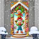 2 x BlissYard Christmas Door Cover 71x35 Inch Gingerbread Kids Door Banner, Merry Christmas Winter Porch Sign for Front Door, Cute Holiday Entry Decor Indoor Outdoor Farmhouse Party Hanging Cover