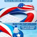 3 Pack Pool Floats Adult, SEETOHOME Inflatable Pool Float Chairs with Cup Holder, Pool Floaties for Adults, Lake Floats Perfect for Pool Lake River Beach Water Fun (Blue, Red, White, 3 Pack)