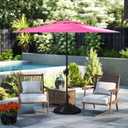 Abba Patio 9FT Lyon Outdoor Patio Umbrella Outdoor Table Umbrella with Crank Market Umbrella 8 Sturdy Ribs UV Protection Waterproof and Push Button Tilt for Garden Deck Backyard Pool,Pink