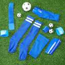 10 Pcs Soccer Shin Guards Set Shin Pads, Sleeves, Long Socks, Soccer Cleat Lace Cover and Guard Straps for Age 5-12 Youth, Lightweight Equipment (Blue)
