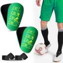 Mini Soccer Shin Guards, 2 Pairs - Extra Small, Fixed Straps, Calf Protection (Can't-Green)