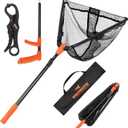 KastKing Pontus Fishing Net, Foldable & Lightweight Landing Net with Built in Length Scale, Strength Aluminum Handle, Fishing Gear and Gift for Men, 61" Full Extended