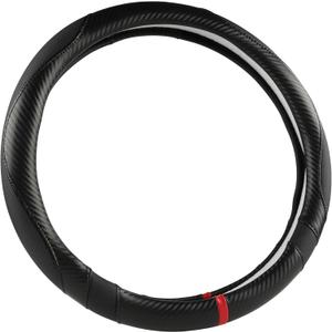 West Llama Carbon Fiber Car Steering Wheel Cover for Honda,Anti-Slip, Full Surround Breathable Leather Auto Protector(Black) (Standard size (14 ''-15''))