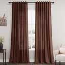 Nanspring Rustic Brown Linen Curtains Semi Sheer 96 Inches Long 2 Panels Set for Living Room Back Tab Rod Pocket Light Filtering Drape for Bedroom Modern Farmhouse Coastal Decor Protect Privacy 52x96