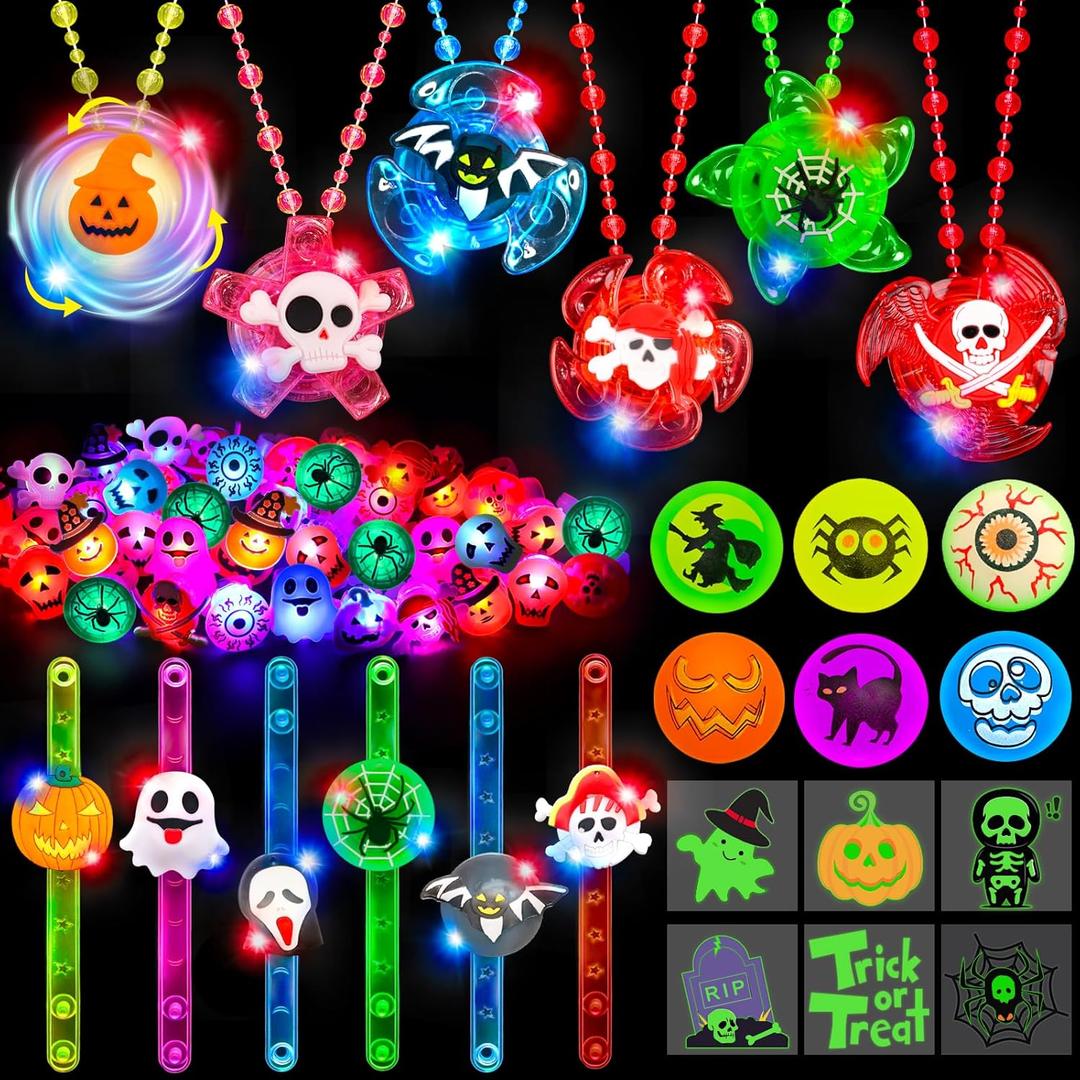 100PCS Halloween Party Favors for Kids Glow in The Dark Party Supplies Light Up Necklace Bracelet Rings LED Halloween Toys for Trick or Treat Gifts Halloween Treats Goodie Bag Fillers Classroom Prizes 100PCS Halloween Party Favors for Kids Glow in The Dark Party Supplies Light Up Necklace Bracelet Rings LED Halloween Toys for Trick or Treat Gifts Halloween Treats Goodie Bag Fillers Classroom Prizes