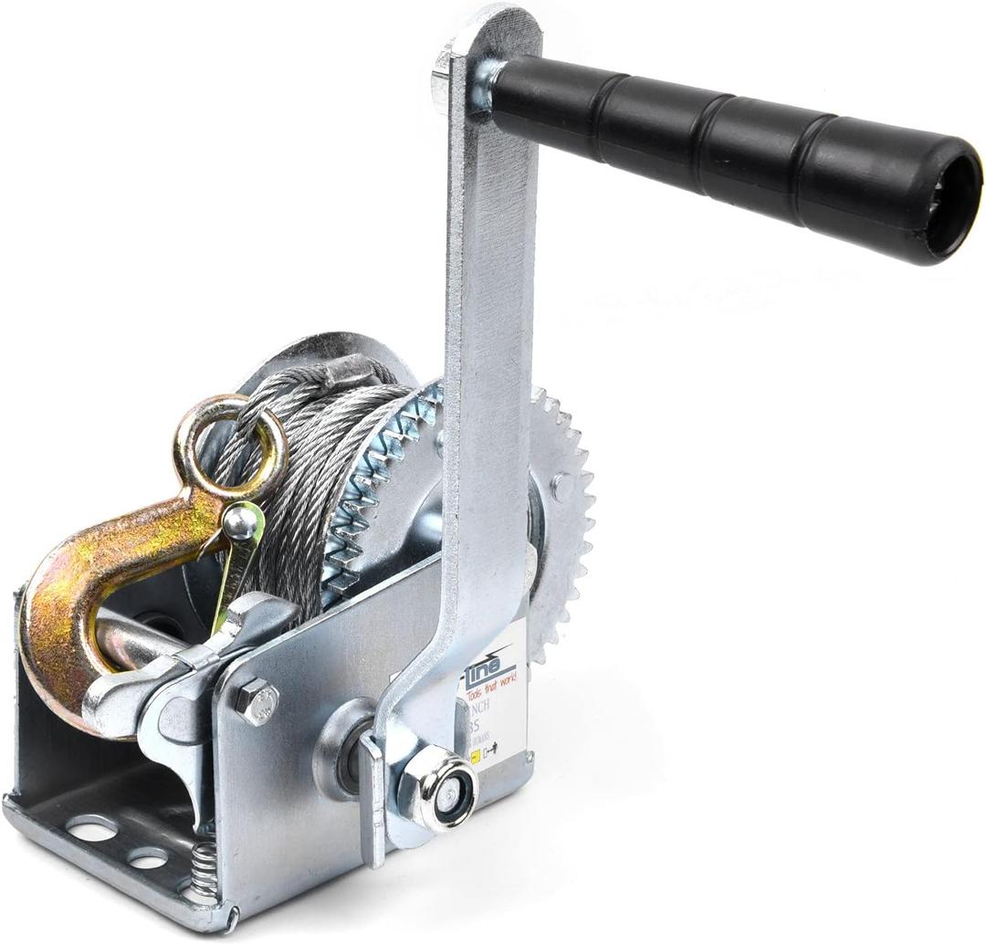 600lbs Hand Winch Steel Cable Boat Trailer Winch Two-Way Ratchet Gear Small Manual Winch Hand Crank Crane Weight Moving for ATV Truck Towing Boat Winch