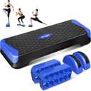 Yes4All 2-in-1 Adjustable Aerobic Step Platform Fitness Exercise Stepper with Rocker Balance Board Legs for Home Workout, Step Exercise & Balance Training (B. Dark Blue)