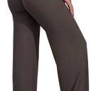 VOYJOY Straight Leggings Bottoms Wide Leg Pants for Women 29"/ 31.5"/33"/35" High Waist Stretch Casual Sweatpants (X-Small, Dark Brown)