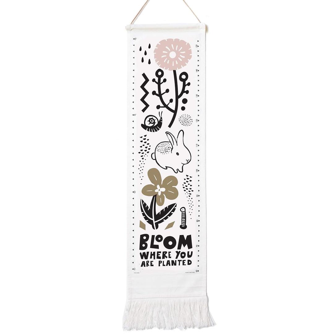 Wee Gallery Bloom Canvas Growth Chart - Wall Hanging Height Chart for Kids Made with Sustainable Organic Fabric - Stylish Child's Room Decoration - (44x13 Inches)