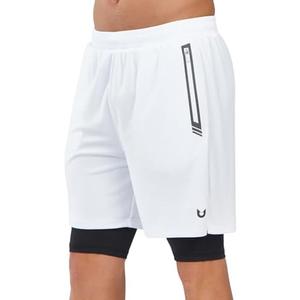 NORTHYARD Men's 2 in 1 Running Shorts Workout Gym Athletic Shorts with Liner Active Training Shorts with Zipper Pockets Size L