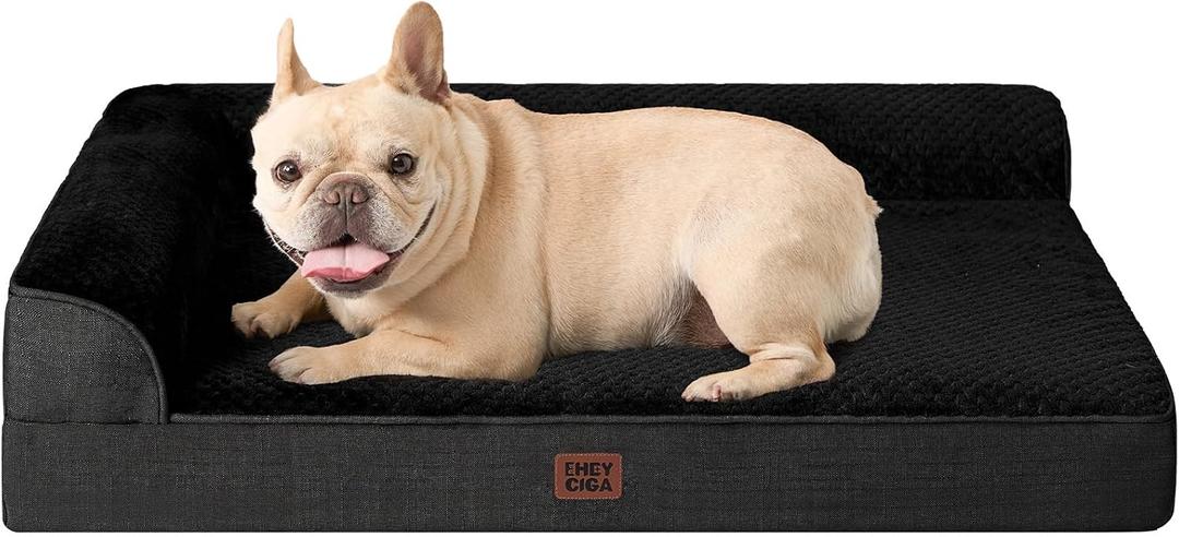 EHEYCIGA Orthopedic Dog Bed Medium Size Dogs, Memory Foam Dog Bed with Washable Removable Cover, Waterproof Pet Sofa Couch for Crate with Nonskid Bottom, 30x20x6, Black
