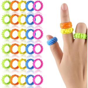 VioraWhite 96 Pack Fidget Toys Rings Sensory for Kids Easter Basket Stuffers Bulk Quiet Fidget Ring to Relieve Autism Stress Anxiety Finger Toy for Classroom Prize Party Stocking Stuffers (Bright)
