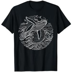 Whale Shirt Ocean Waves Humpback Whale T-Shirt Size M
