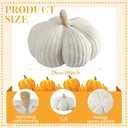 Vicenpal Knit Pumpkins Pillows Fall Thanksgiving Round Pumpkin Throw Pillows 9.84 Inch Rustic Farmhouse Grayish White Cushion for Autumn Thanksgiving Halloween Decoration for Fall Home Bed Couch Sofa