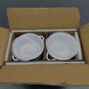 LE TAUCI French Onion Soup Bowls, 28 oz Ceramic Soup Crocks with Handles & Silicone Lids, Oven & Microwave Safe Containers for Meal Prep & Leftovers, Lead & Cadmium Free, Set of 4, White