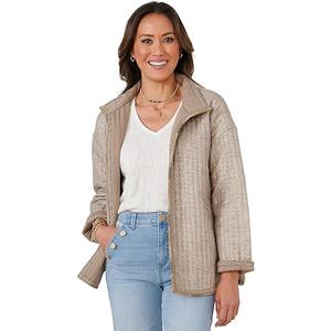 Democracy Womens Women's Long Sleeve Quilted Jacket, Size Medium
